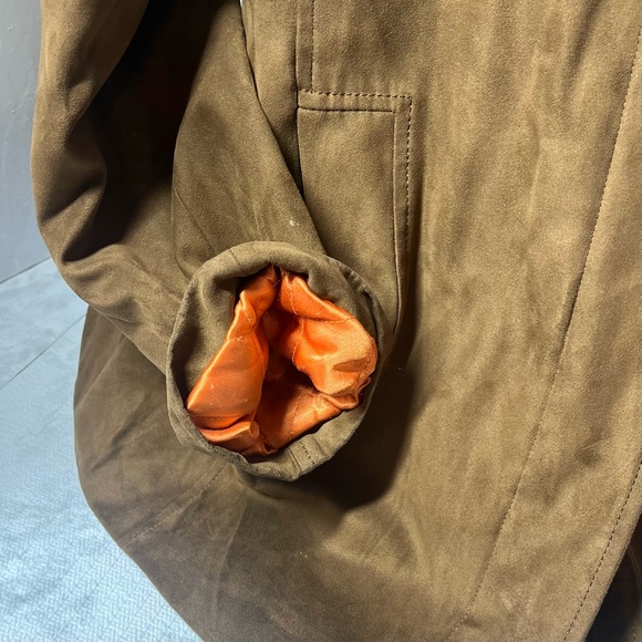 Women's London Fog Suede Jacket- Orange Quilted Lining. Size Medium - Picture 5 of 15